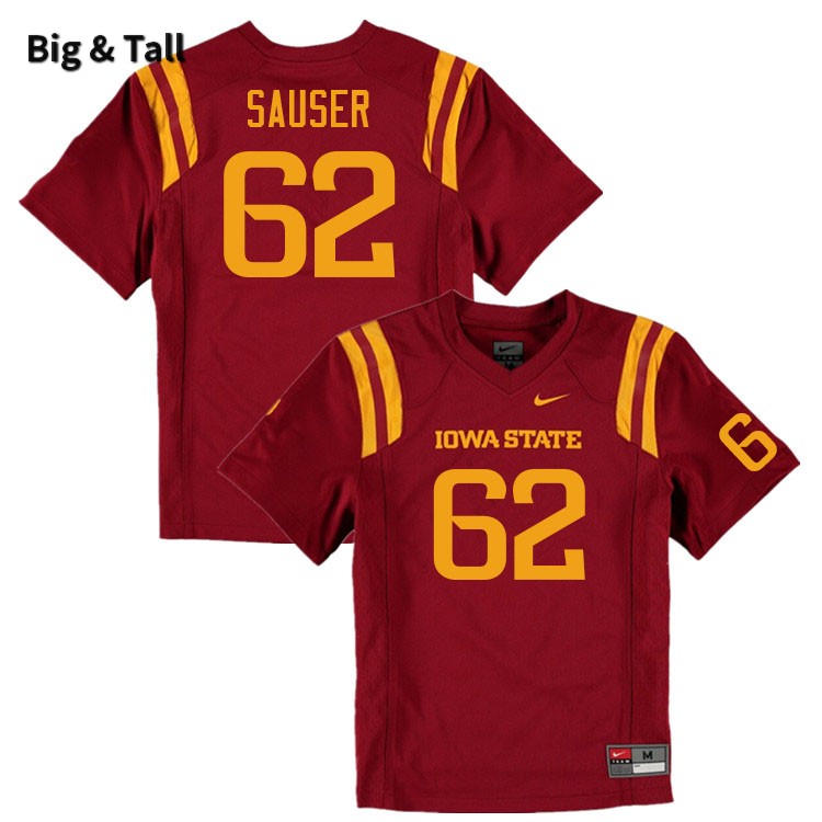 Iowa State Cyclones Men's #62 Dodge Sauser Nike NCAA Authentic Cardinal Big & Tall College Stitched Football Jersey IT42K11RR
